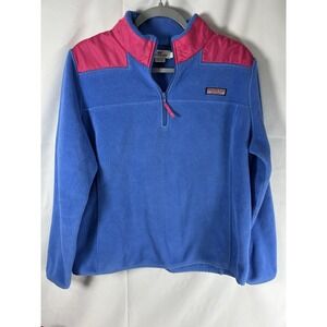 Vineyard Vines 2 Tone 1/4 Zip SHEP Shirt Women's Lg Blue/Pink